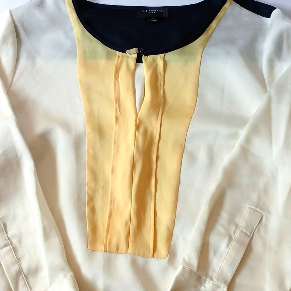 Women's THE LIMITED BUSINESS/ CASUAL BLOUSE | Size S | Navy Blue/ Gold
